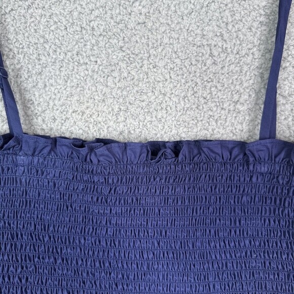 O.P.T. tops womens smocked crop tank top navy blue size large spaghetti straps - Picture 3 of 12